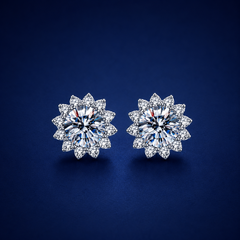 Bông tai bạc 925 đính moissanite – dáng nụ hoa ánh sao
