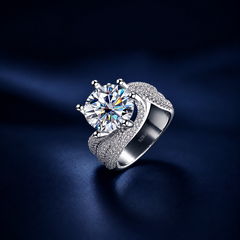 Nhẫn nữ bạc 925 đính kim cương Moissanite 3 Carat và 5 Carat