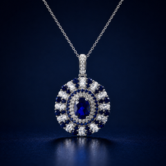 Dây chuyền bạc 925 đính đá Sapphire Xanh dương