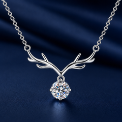 Dây chuyền bạc 925 đính moissanite dáng sừng hươu | Hải Hà Jewelry