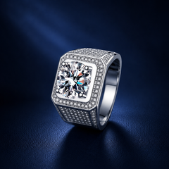 Nhẫn nam bạc 925 đính Moissanite 2 Carat