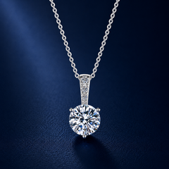 Dây chuyền bạc 925 đính moissanite dáng tròn tinh tế | Hải Hà Jewelry