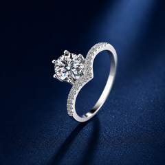 Nhẫn nữ bạc 925 đính kim cương Moissanite 1 Carat