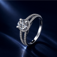 Nhẫn nữ bạc 925 đính kim cương Moissanite 0,8 Carat