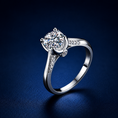 Nhẫn nữ bạc 925 đính kim cương Moissanite 1 Carat