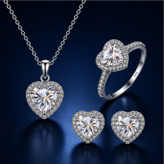 Bộ trang sức moissanite Trái tim 1 Carat bạc s925 cao cấp