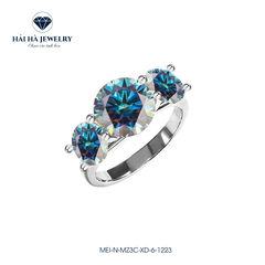 Nhẫn nữ bạc 925 đính kim cương Moissanite Xanh dương 3 Carat