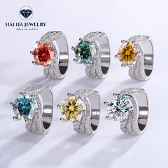 Nhẫn nữ bạc 925 đính kim cương Moissanite Vàng chanh 3 Carat