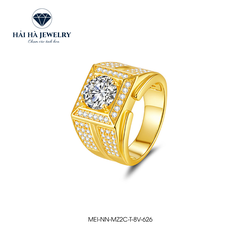Nhẫn nam bạc 925 mạ vàng đính kim cương 2 Carat