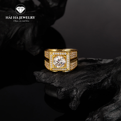 Nhẫn nam bạc 925 mạ vàng đính kim cương 2 Carat