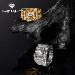 Nhẫn nam bản khối đính đá trung tâm – Vững vàng từ bên trong | Hải Hà Jewelry