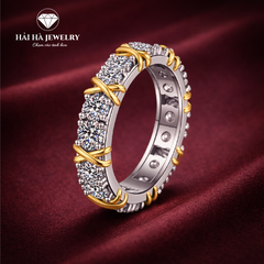 Nhẫn moissanite viền đan hai sắc – Hòa quyện để bền lâu | Hải Hà Jewelry