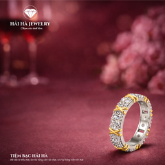 Nhẫn moissanite viền đan hai sắc – Hòa quyện để bền lâu | Hải Hà Jewelry