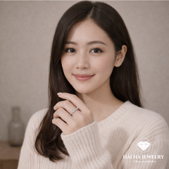 Nhẫn viền đá uốn lượn – Ánh sáng dịu dàng ôm trọn cảm xúc | Hải Hà Jewelry