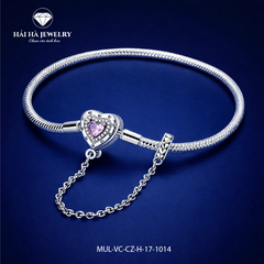 Vòng tay bạc 925 charm trái tim đá hồng – Một cảm xúc được giữ lại