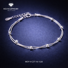 Vòng bạc dây đôi nhịp xoắn – Êm dịu trong từng chuyển động | Hải Hà Jewelry