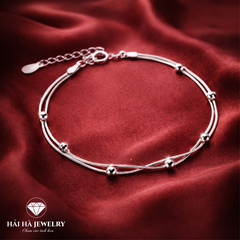 Vòng bạc dây đôi nhịp xoắn – Êm dịu trong từng chuyển động | Hải Hà Jewelry