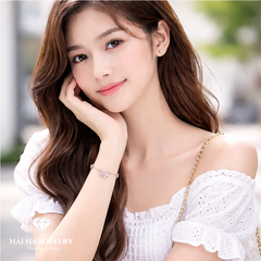 Vòng bạc bướm hồng điểm xuyết – Dịu dàng giữ lấy những rung động đầu tiên | Hải Hà Jewelry