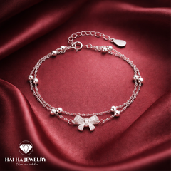 Vòng tay nơ đôi bi tròn – Dịu dàng được giữ cân bằng | Hải Hà Jewelry