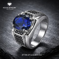 Nhẫn bạc nam đá blue sapphire – chiều sâu của niềm tin | Hải Hà Jewelry