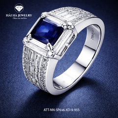 Nhẫn bạc nam đá blue sapphire – chiều sâu của bản lĩnh | Hải Hà Jewelry