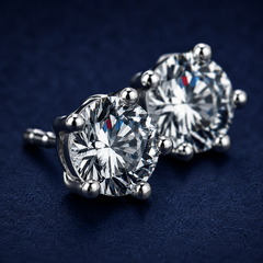Bông tai bạc 925 đính moissanite – dáng đinh trơn cổ điển