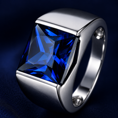 Nhẫn nam bạc s925 cao cấp đá blue sapphire – chiều sâu của sự điềm tĩnh | Hải Hà Jewelry