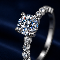 Nhẫn nữ bạc S925 cao cấp đính moissanite 1 carat