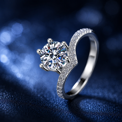 Nhẫn nữ bạc 925 đính kim cương Moissanite 1 Carat