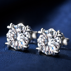 Bông tai bạc 925 đính moissanite dáng nụ – viên trung tâm tròn, nhẹ tai | Hải Hà Jewelry