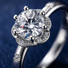 Nhẫn nữ bạc 925 đính kim cương Moissanite 1 Carat