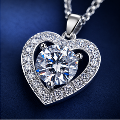 Dây chuyền bạc 925 đính moissanite dáng trái tim | Hải Hà Jewelry