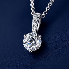Dây chuyền bạc 925 đính moissanite dáng tròn tinh tế | Hải Hà Jewelry