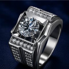Nhẫn nam bản khối đính đá trung tâm – Vững vàng từ bên trong | Hải Hà Jewelry