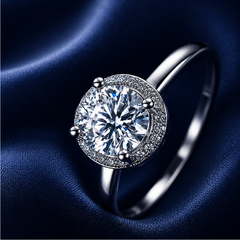 Nhẫn nữ bạc 925 đính kim cương Moissanite 0,5 Carat