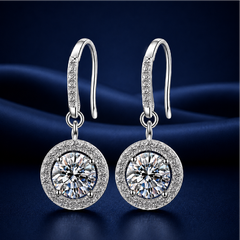 Bông tai Moissanite Halo bạc s925 Cao cấp – ánh sáng tròn đầy, đeo nhẹ | Hải Hà Jewelry