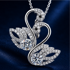 Dây chuyền Moissanite Đôi Thiên Nga 1 Carat bạc s925 cao cấp