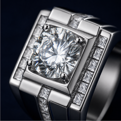 Nhẫn nam bạc 925 đính kim cương Moissanite 4 Carat