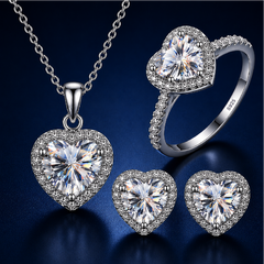 Bộ trang sức moissanite Trái tim 1 Carat bạc s925 cao cấp