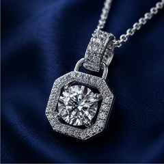 Dây chuyền bạc 925 đính moissanite 2 carat dáng bát giác tinh tế | Hải Hà Jewelry