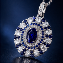 Dây chuyền bạc 925 đính đá Sapphire Xanh dương