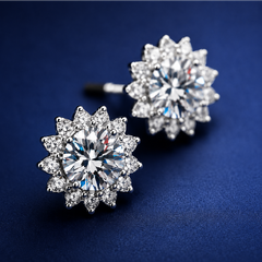 Bông tai bạc 925 đính moissanite – dáng nụ hoa ánh sao