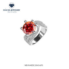Nhẫn nữ bạc 925 đính kim cương Moissanite Đỏ hồng 3 Carat