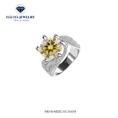 Nhẫn nữ bạc 925 đính kim cương Moissanite Vàng chanh 3 Carat