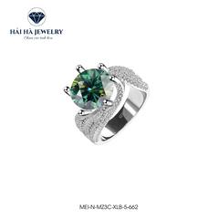 Nhẫn nữ bạc 925 đính kim cương Moissanite Xanh lục bảo 3 Carat