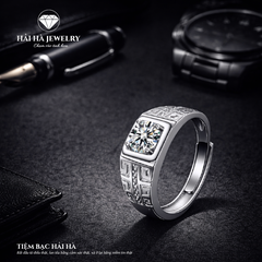 Nhẫn bạc nam họa tiết vững vàng | Hải Hà Jewelry