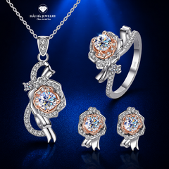 Bộ trang sức hoa hồng moissanite – Một vẻ đẹp dịu dàng ở lại rất lâu | Hải Hà Jewelry