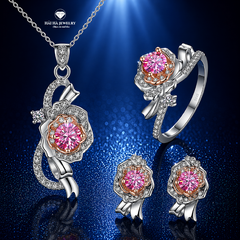 Bộ trang sức hoa hồng moissanite hồng – Sự dịu dàng ở lại từ những điều rất khẽ | Hải Hà Jewelry