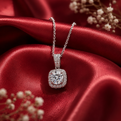 Dây chuyền bạc 925 đính kim cương Moissanite 1 Carat | Hải Hà Jewelry