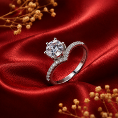 Nhẫn nữ bạc 925 đính kim cương Moissanite 1 Carat